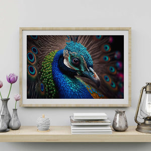 Luxoré Digital Art Featuring a Detailed Peacock Close-Up