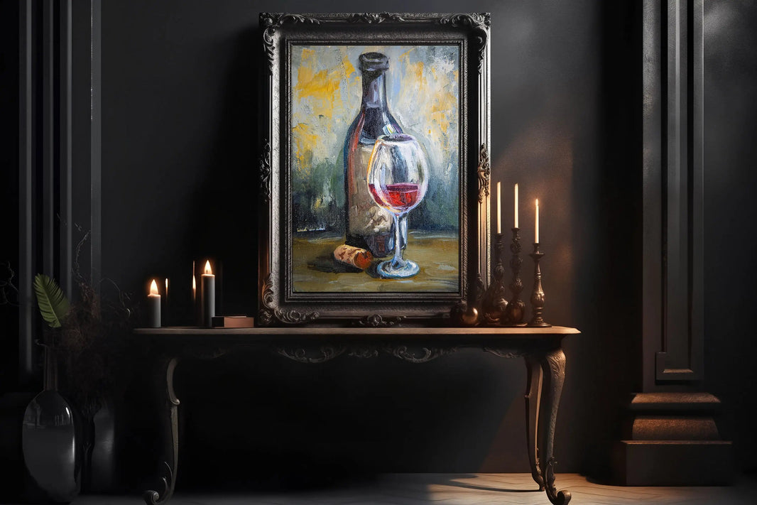 Expressive Wine Scene with Impasto Still Life Digital Painting