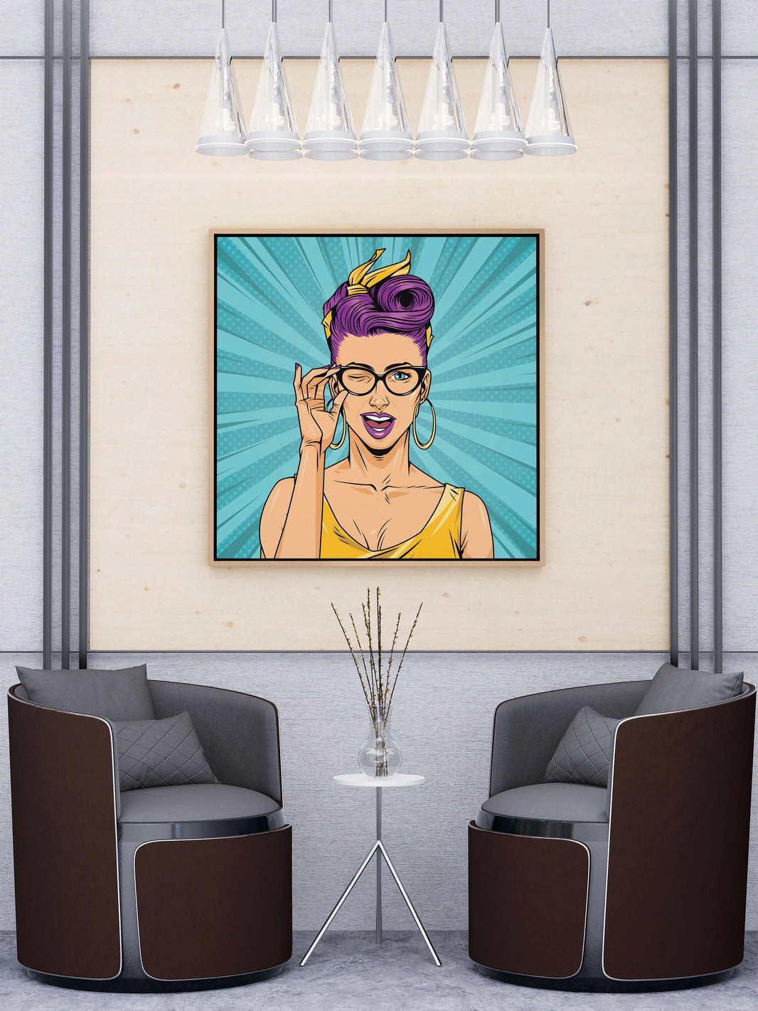 Luxoré Comic Chic Pop Art Girl with Wink and Glasses