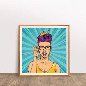 Luxoré Comic Chic Pop Art Girl with Wink and Glasses