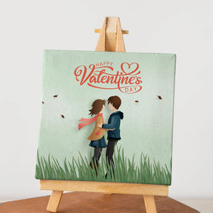 Luxoré Green Shade Couple Holding with Love Valentine Canvas Gift