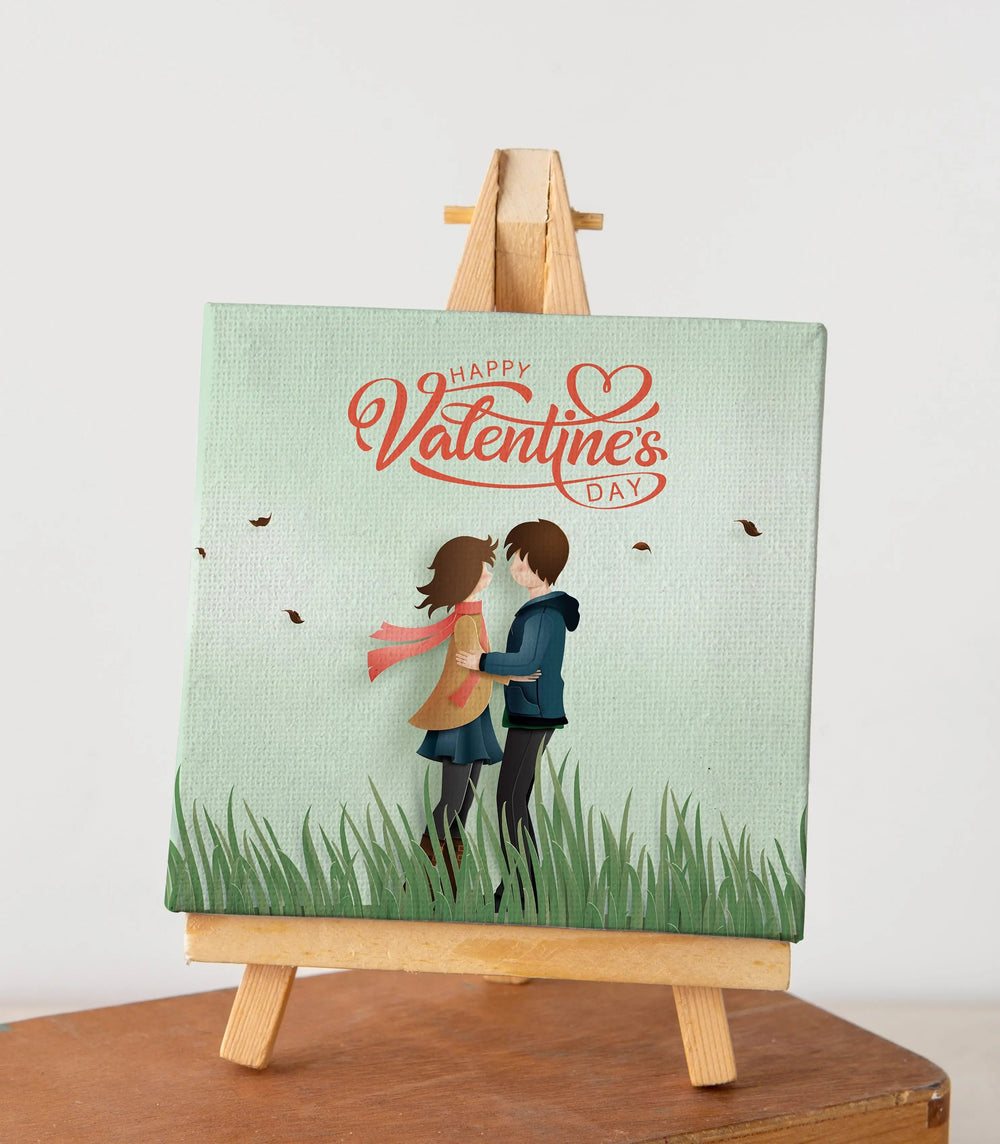 Luxoré Green Shade Couple Holding with Love Valentine Canvas Gift