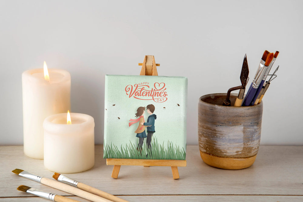 Luxoré Green Shade Couple Holding with Love Valentine Canvas Gift