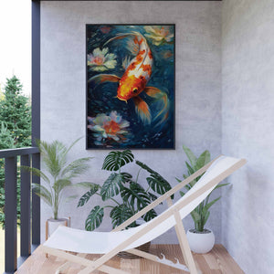 aquatic artwork of gold fish in corridor
