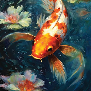 aquatic artwork of gold fish