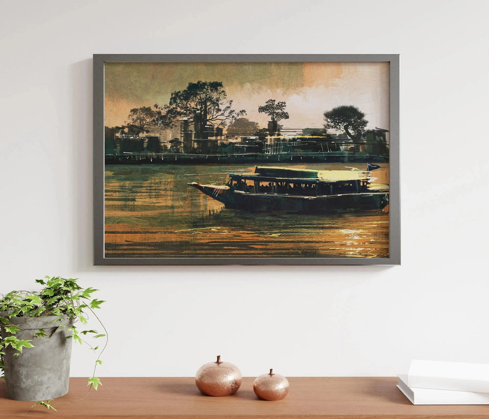 Luxoré Ferry Carries Passenger on River Digital Painting