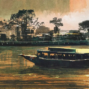 Luxoré Ferry Carries Passenger on River Digital Painting