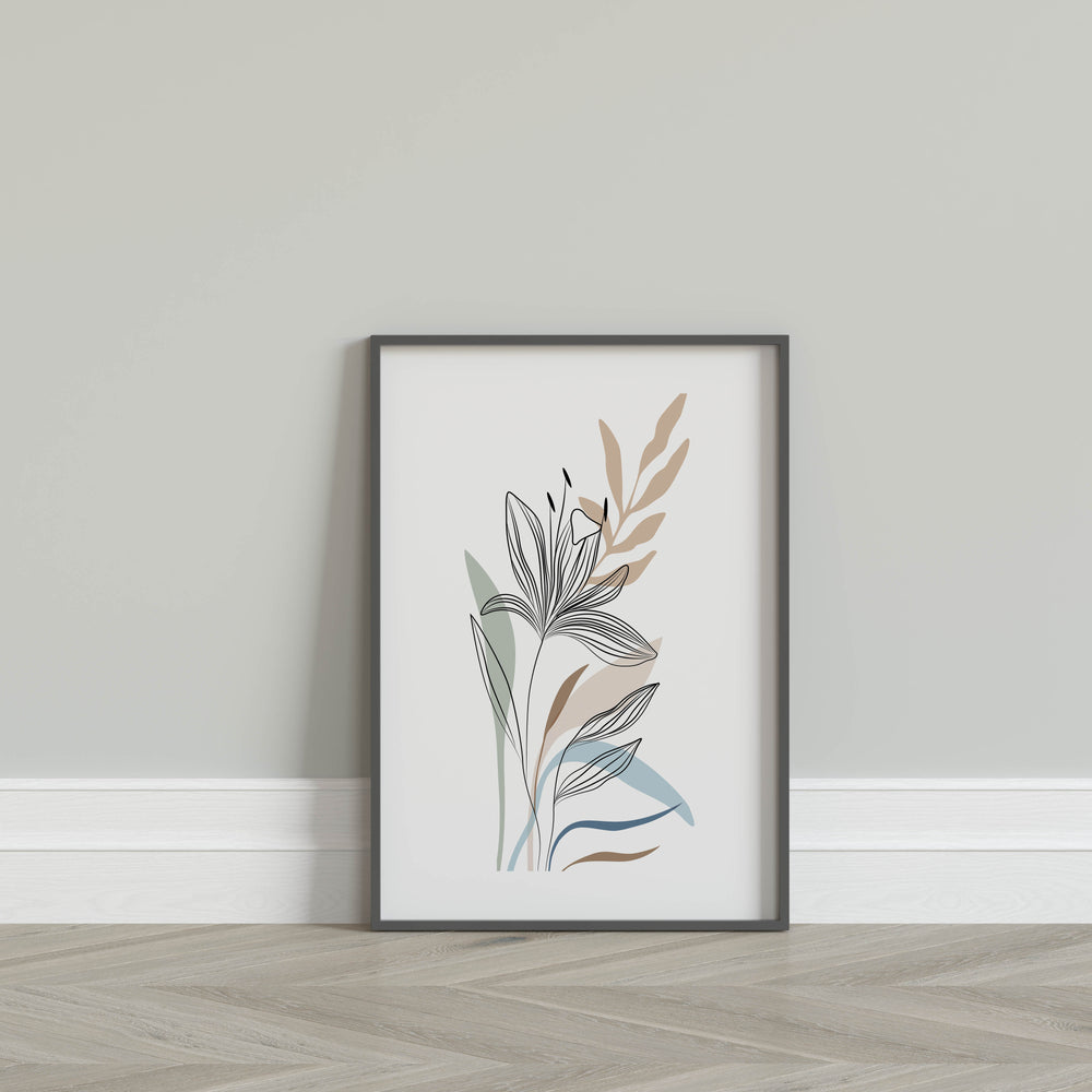 Elegant Pastel Line Art of Whispering Floral