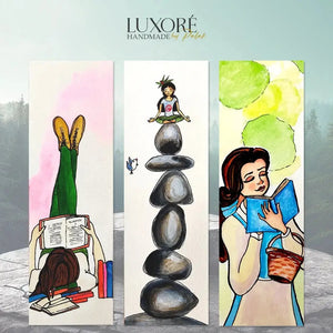 Luxoré Serene Girl Engaged in Mindfulness Graced by Handcrafted Bookmark