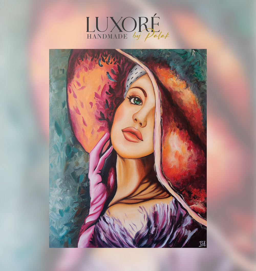 Luxoré Girl with Hat Handmade Oil Painting on Canvas