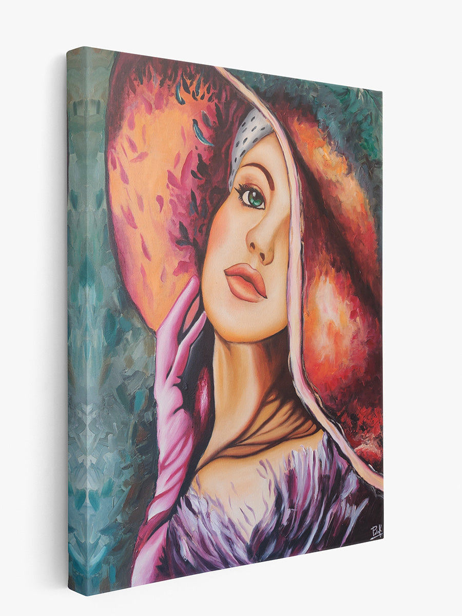 Luxoré Girl with Hat Handmade Oil Painting on Canvas