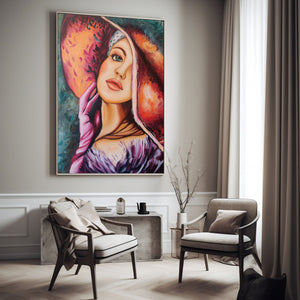 Luxoré Girl with Hat Handmade Oil Painting on Canvas