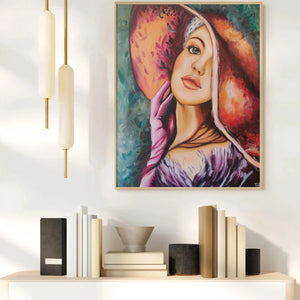 Luxoré Girl with Hat Handmade Oil Painting on Canvas