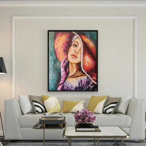 Luxoré Girl with Hat Handmade Oil Painting on Canvas