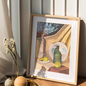 Luxoré Artistic Composition of Still Life with Fruits, and Bottles