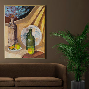 Luxoré Artistic Composition of Still Life with Fruits, and Bottles