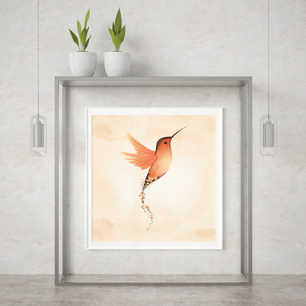 Luxoré Rufous Hummingbird with Beautiful Flower Digital Art