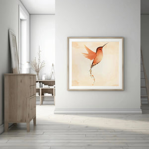 Luxoré Rufous Hummingbird with Beautiful Flower Digital Art