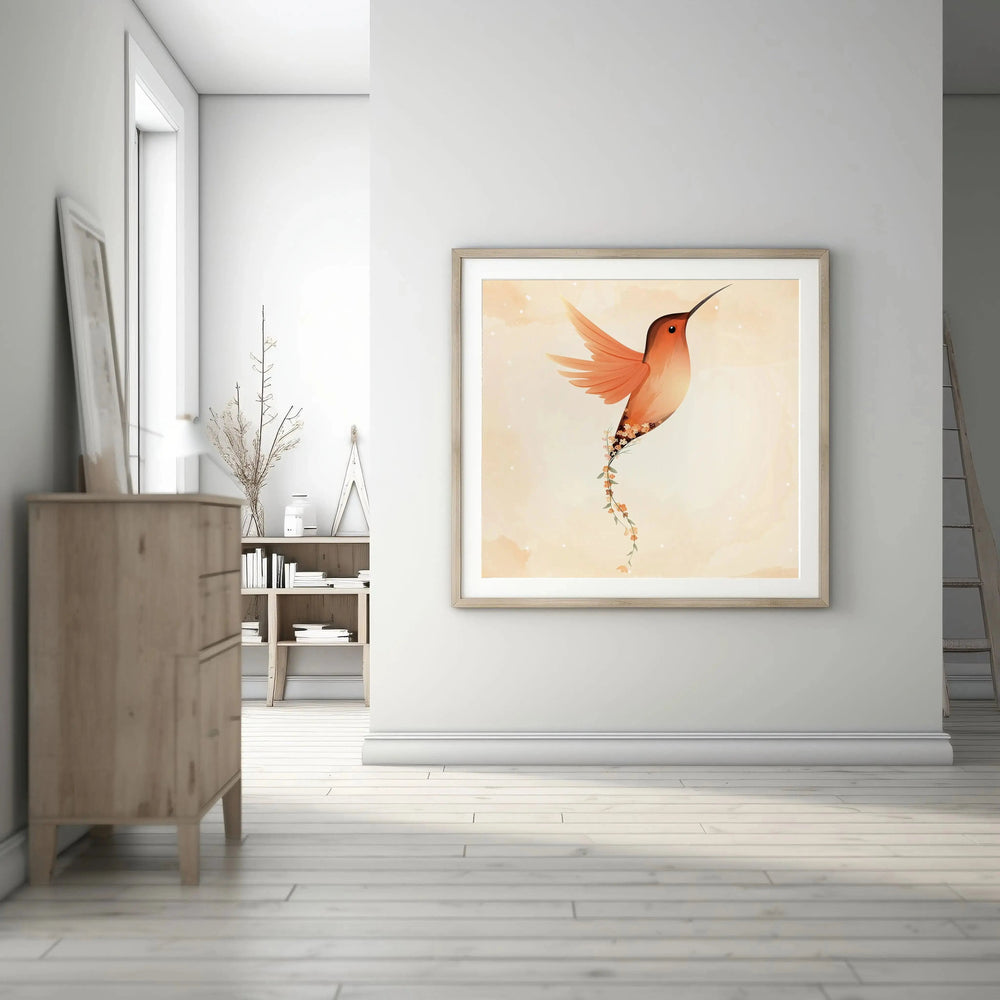 Luxoré Rufous Hummingbird with Beautiful Flower Digital Art