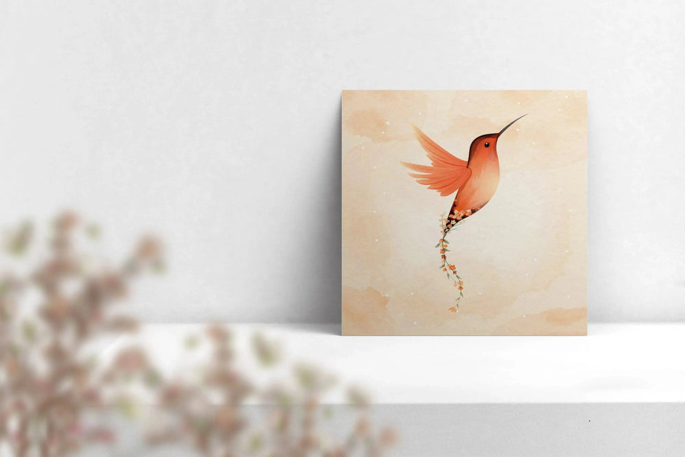 Luxoré Rufous Hummingbird with Beautiful Flower Digital Art