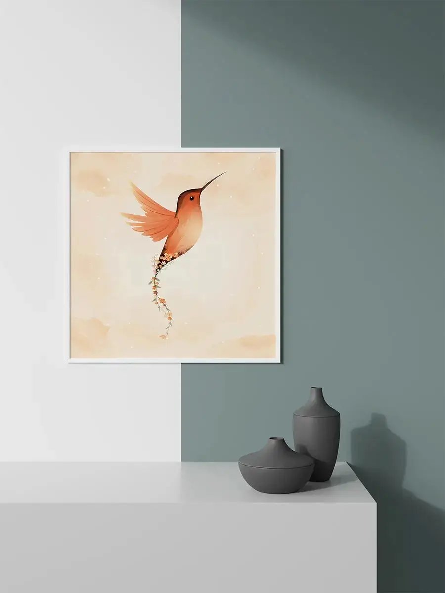 Luxoré Rufous Hummingbird with Beautiful Flower Digital Art