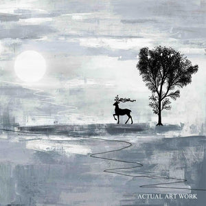 Luxoré Contemporary Digital Art Depicting a Scenic Setting with Deer and Trees