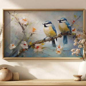 Luxoré Branches of Joyful Birds and Blossom Flowers Digital Oil Painting