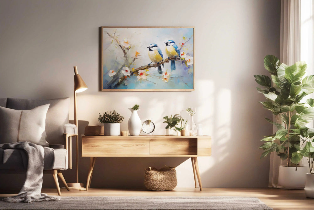 Luxoré Branches of Joyful Birds and Blossom Flowers Digital Oil Painting