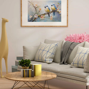 Luxoré Branches of Joyful Birds and Blossom Flowers Digital Oil Painting