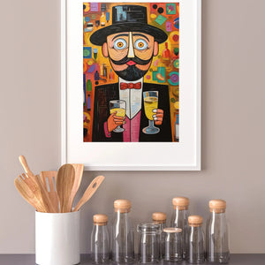 Luxoré Man with Moustache with Drink Glass Pop Art