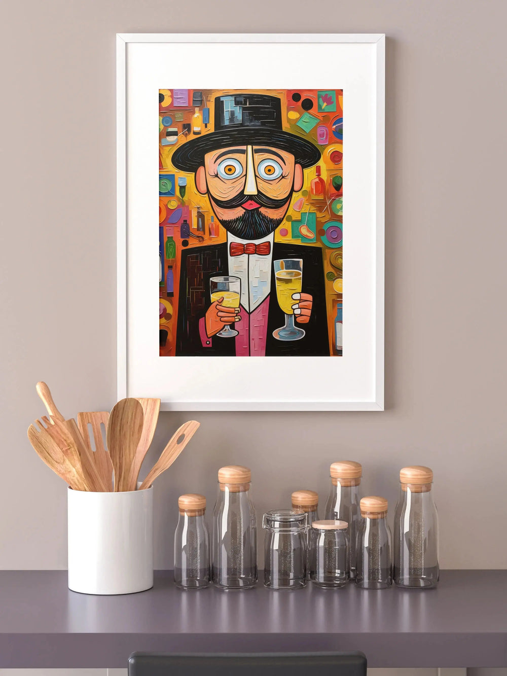 Luxoré Man with Moustache with Drink Glass Pop Art