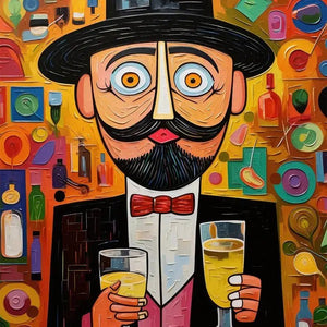 Luxoré Man with Moustache with Drink Glass Pop Art