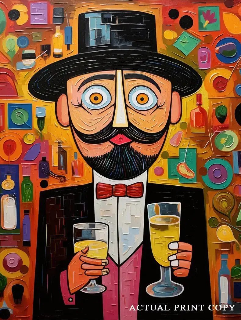 Luxoré Man with Moustache with Drink Glass Pop Art