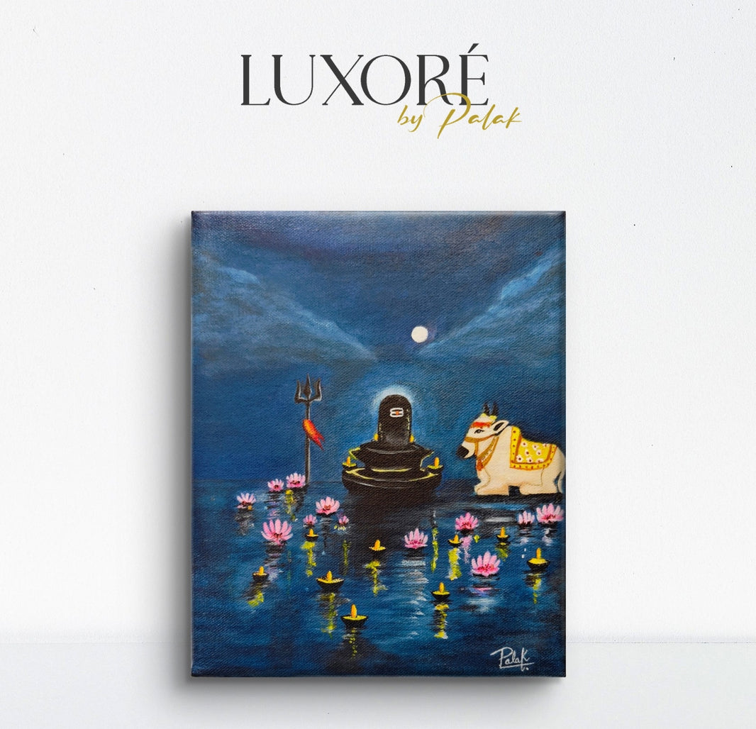 Shivji with Nandi Handmade Painting with Easel