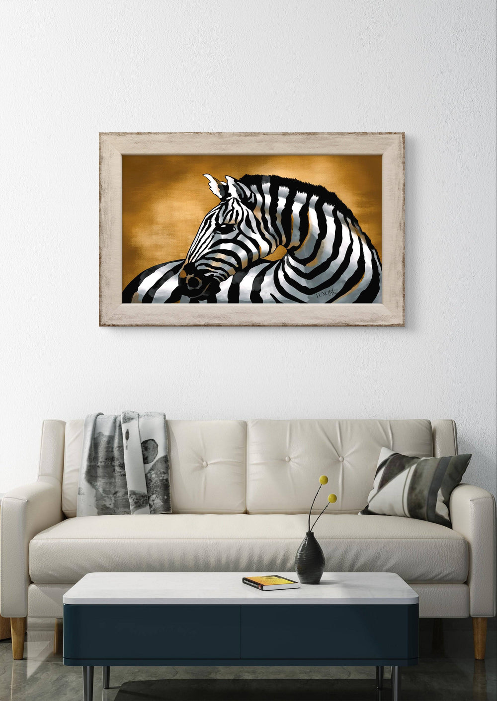 Zebra Wall Painting above sofa