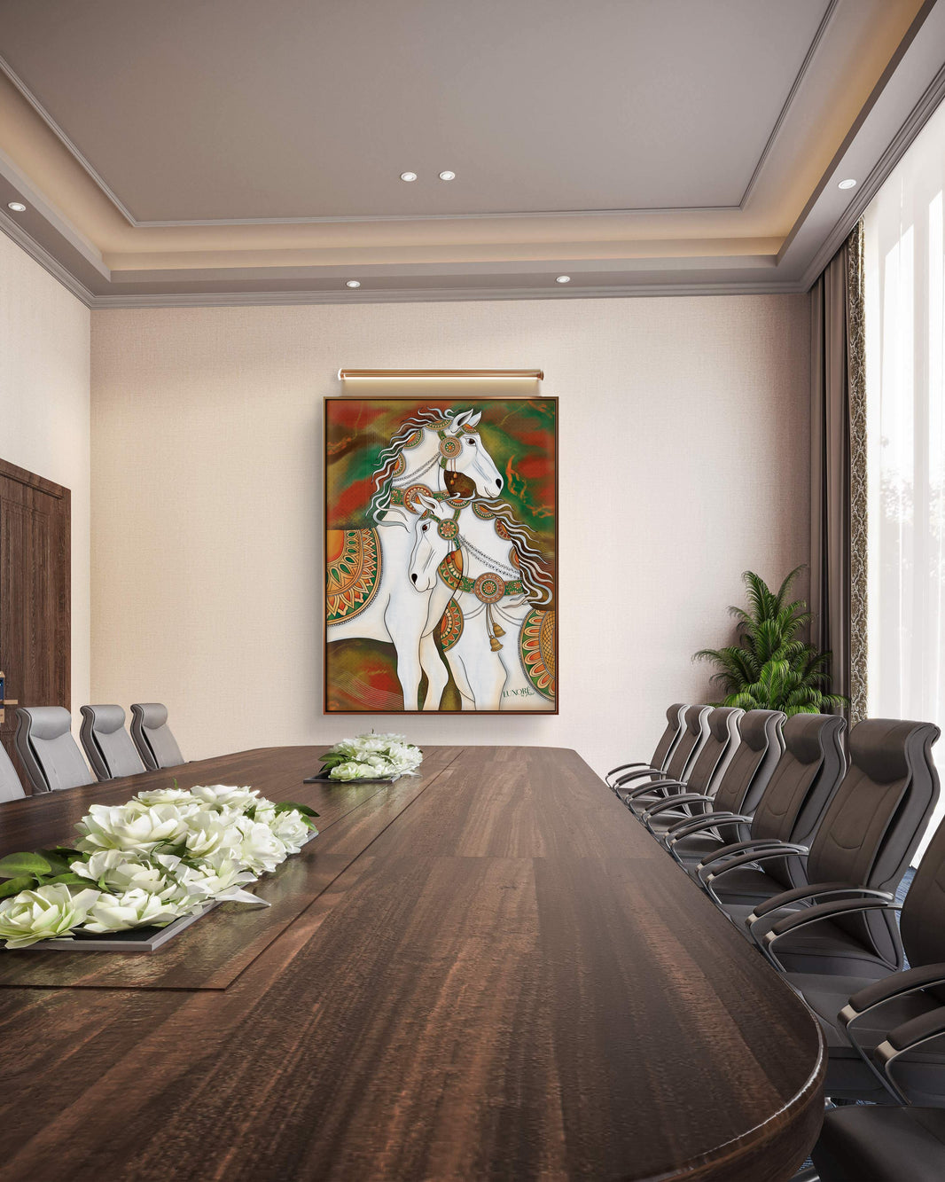 White Horses Digital Painting Artwork