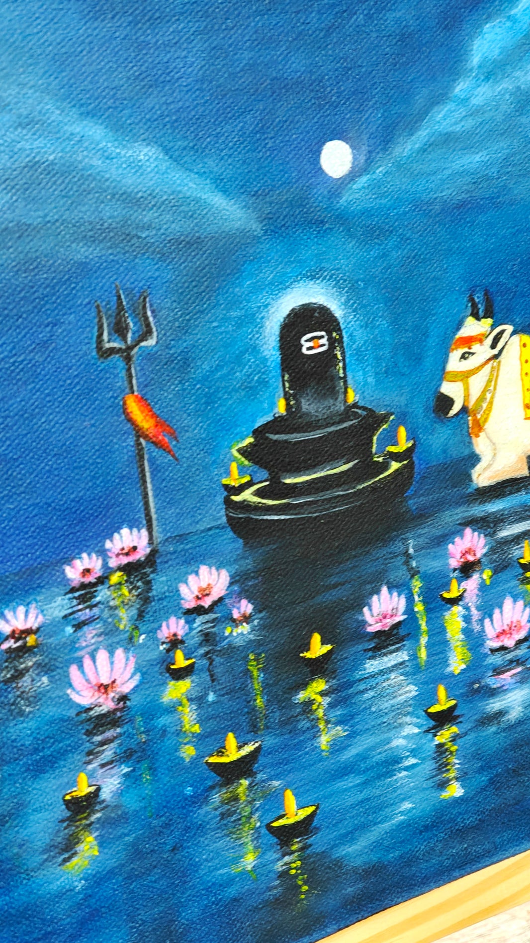 Shivji with Nandi Handmade Painting with Easel