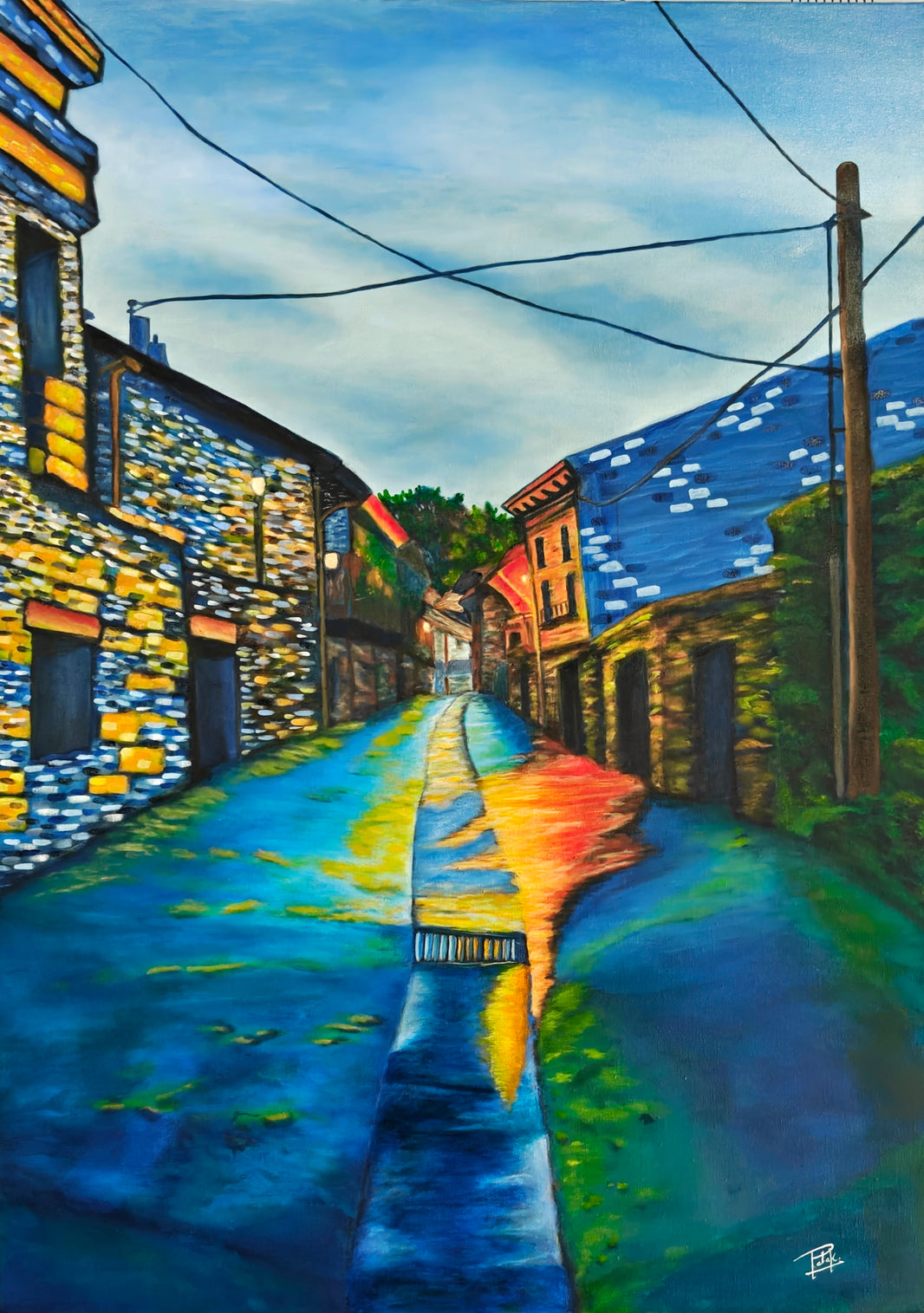 Evening Lights of Vibrant Town Handmade Oil Painting from Luxoré Originals