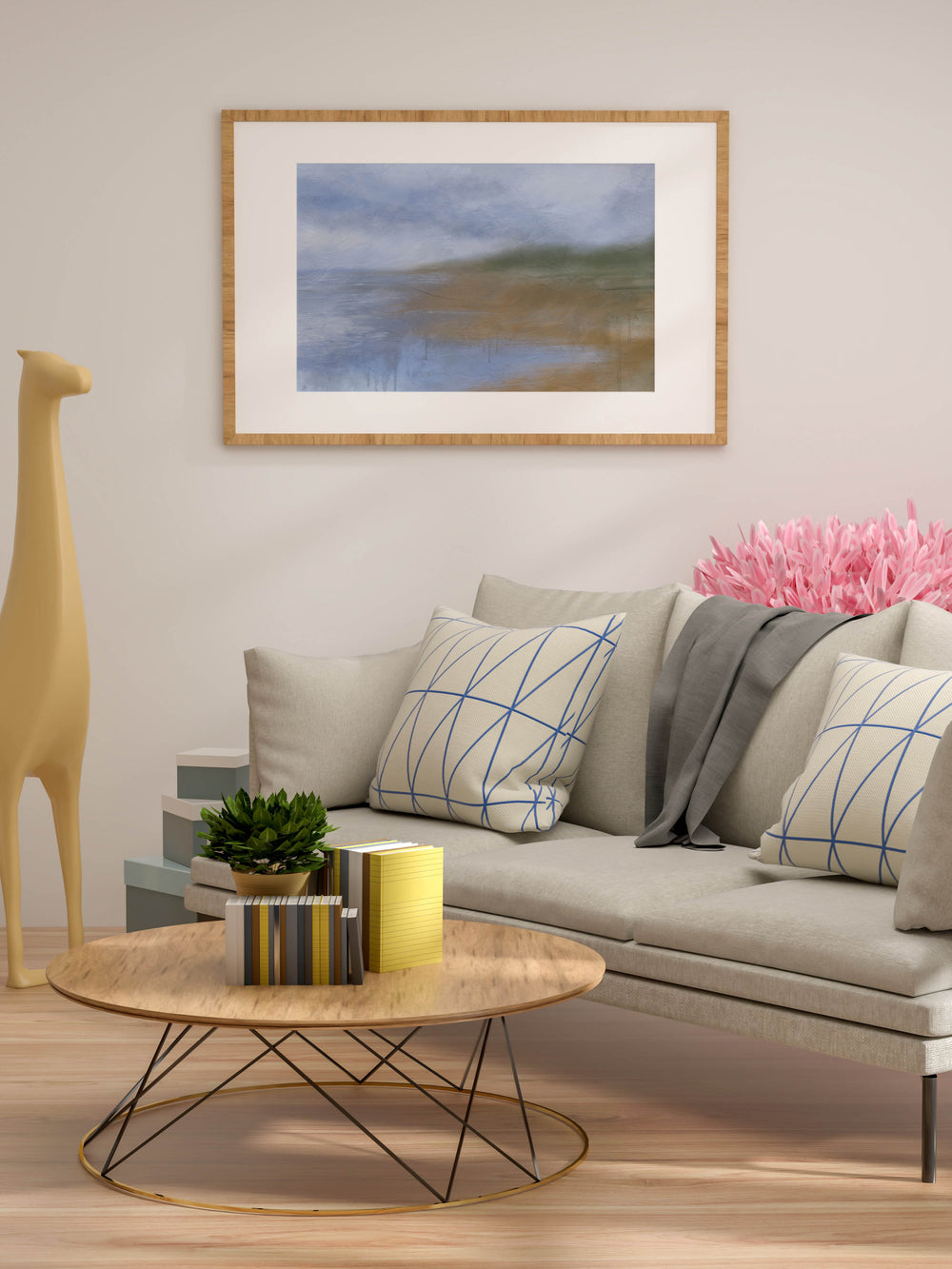 Abstract Landscape Painting in Living Area