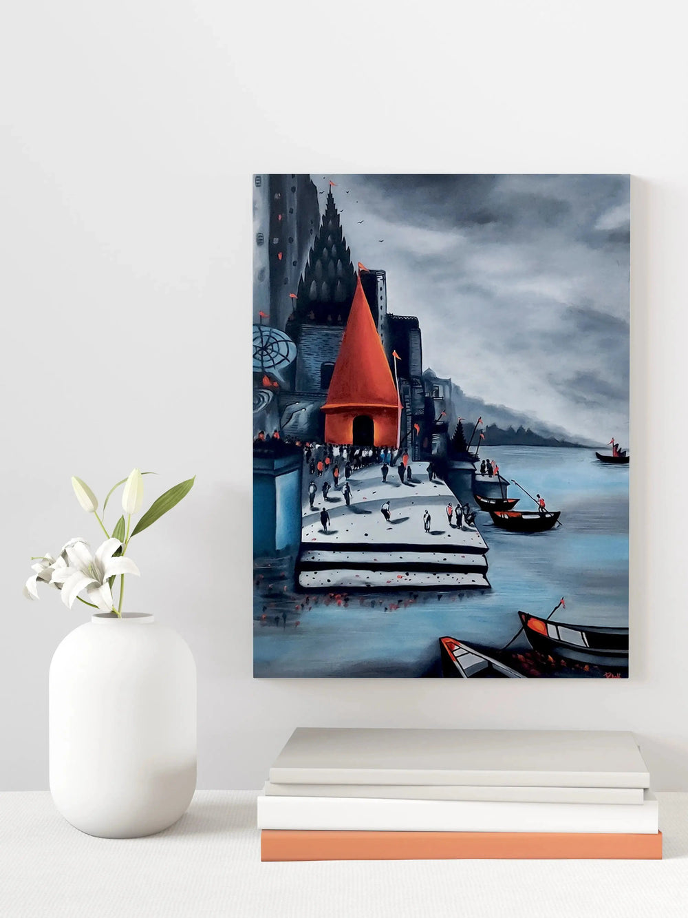 Luxoré Varanasi Ghat Temple Handmade Painting on Canvas