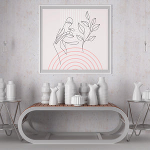 Luxoré Women Botanical Pink Geometry Line Art